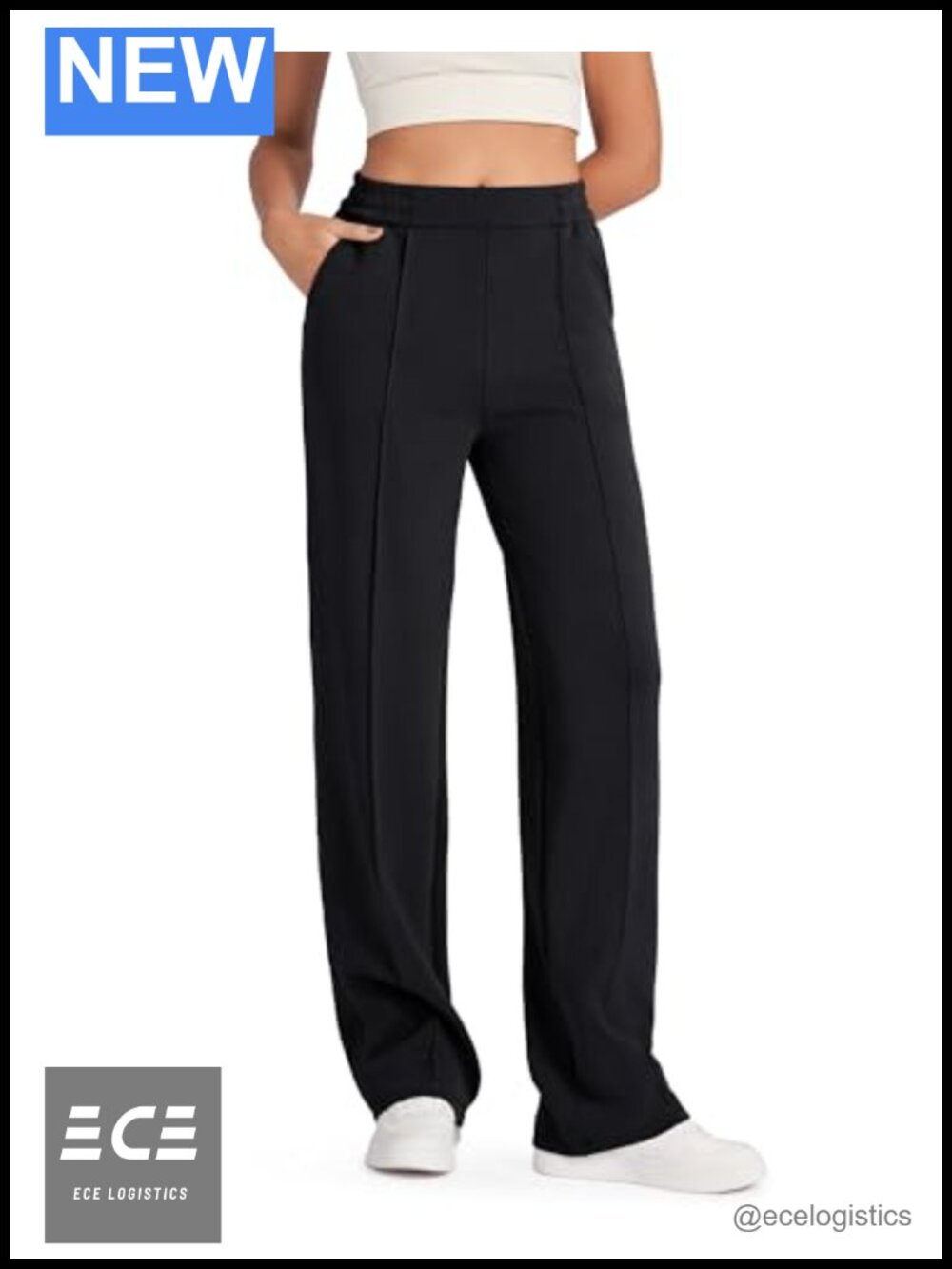 Wide Leg High Rise Pull On Sweatpants with Side Pockets Casual Lounge
